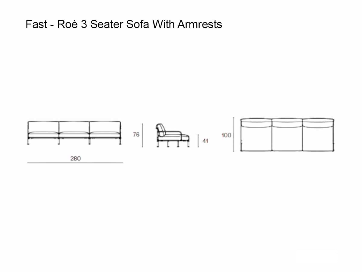 Fast Roe 3 Seater Sofa With Armrests Outdoor
