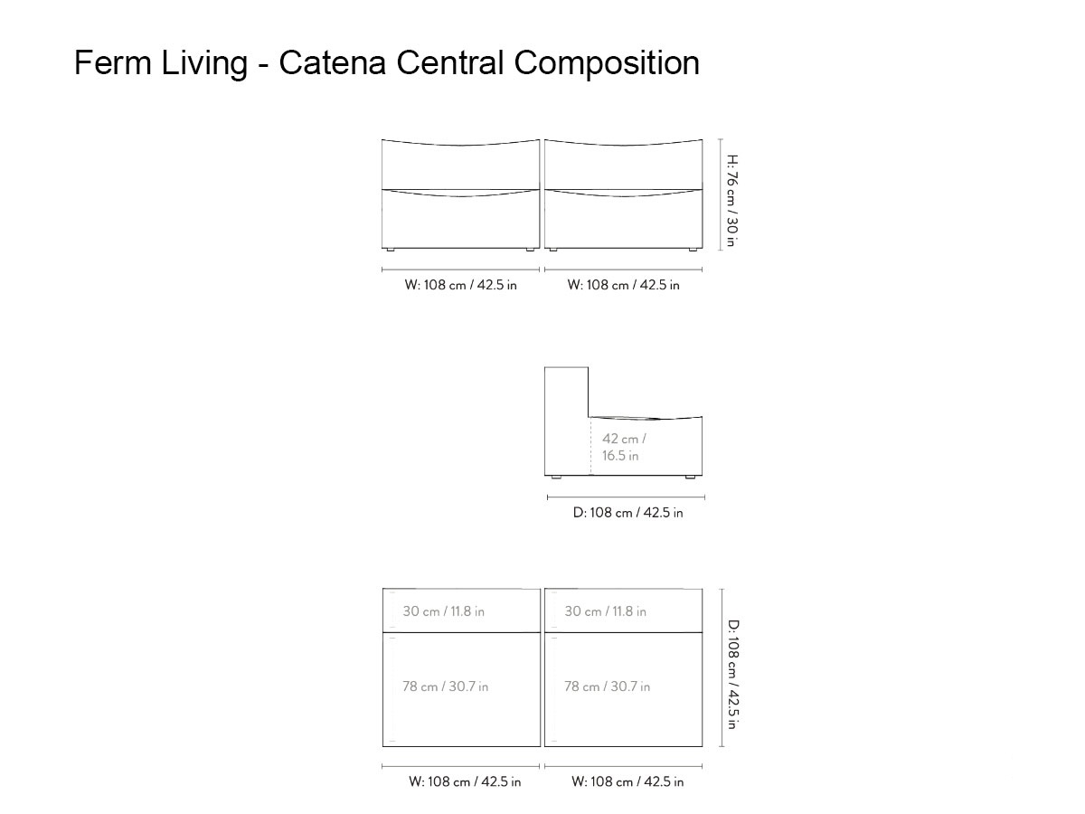Ferm Living Catena Sofa Linear Composition 2xl100 Rich Linen Natural