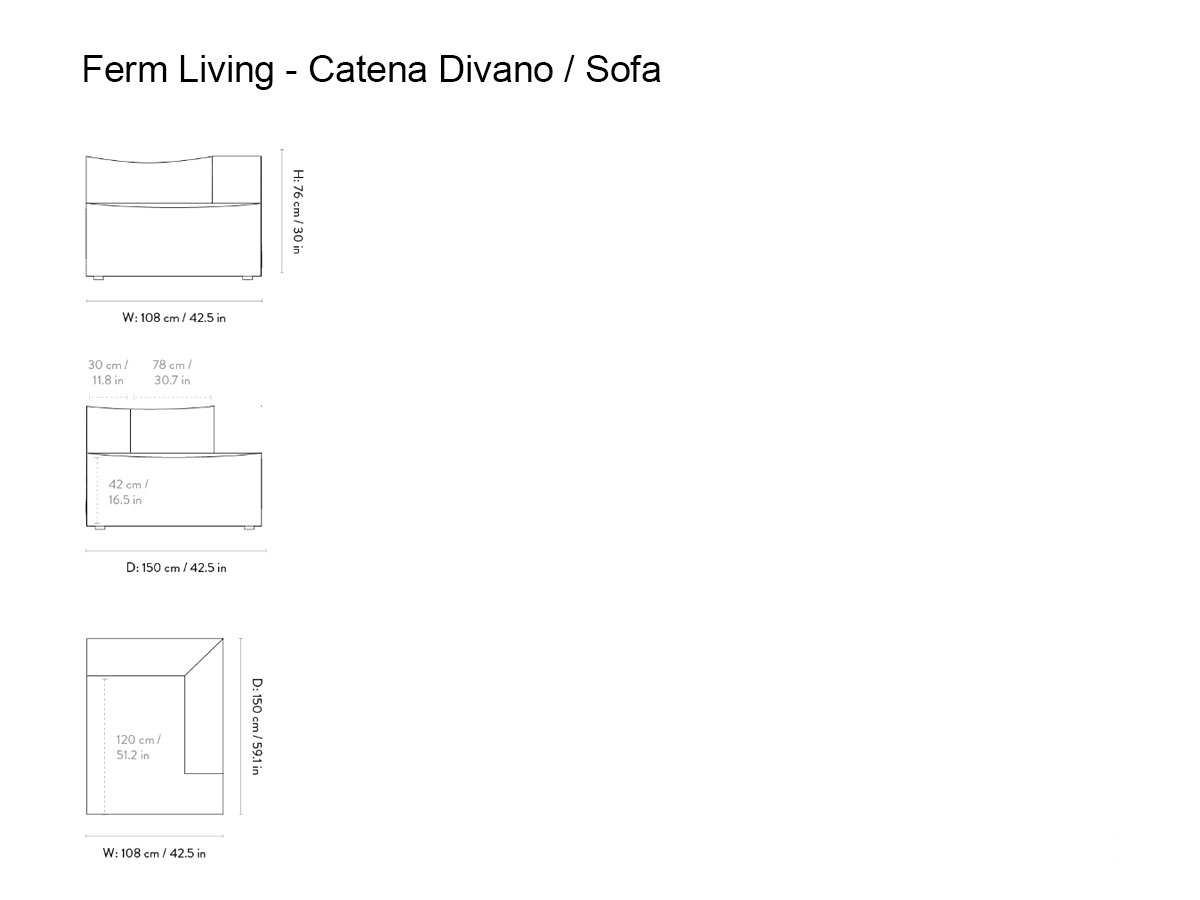 Ferm Living Catena Sofa Chaise Longue Utzon Can Lis