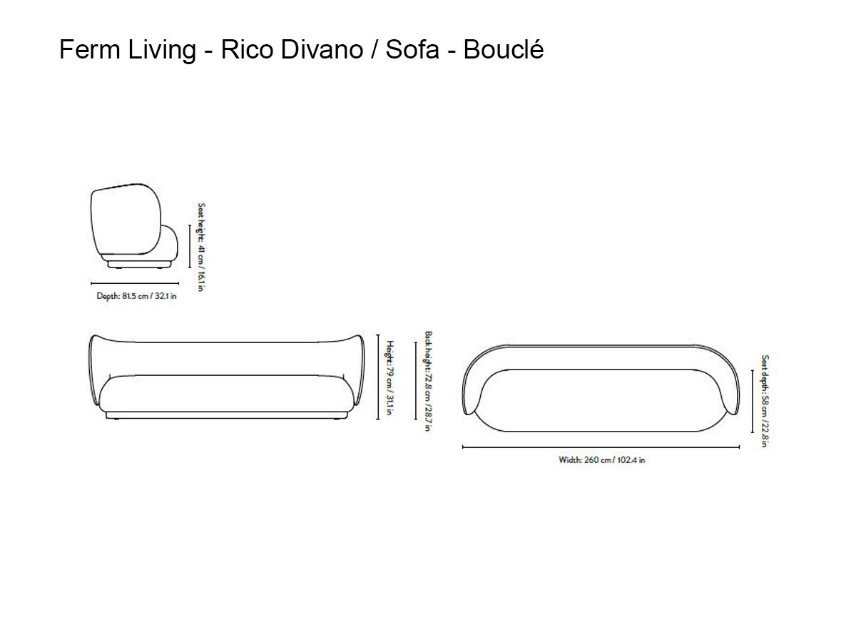 Ferm Living Rico 4 Seater Sofa Boucle Off White
