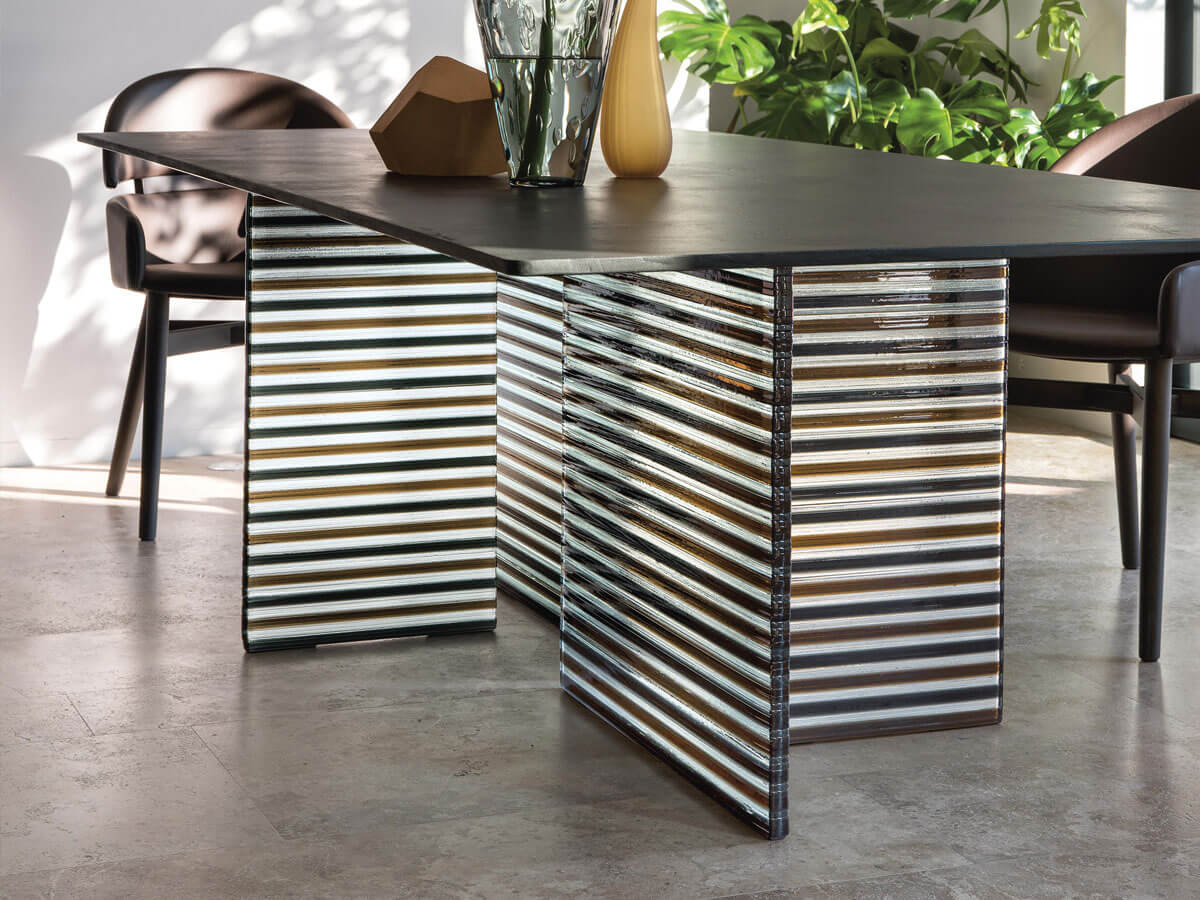 FIAM Big Wave Table Black Slate Colored Dv Glass