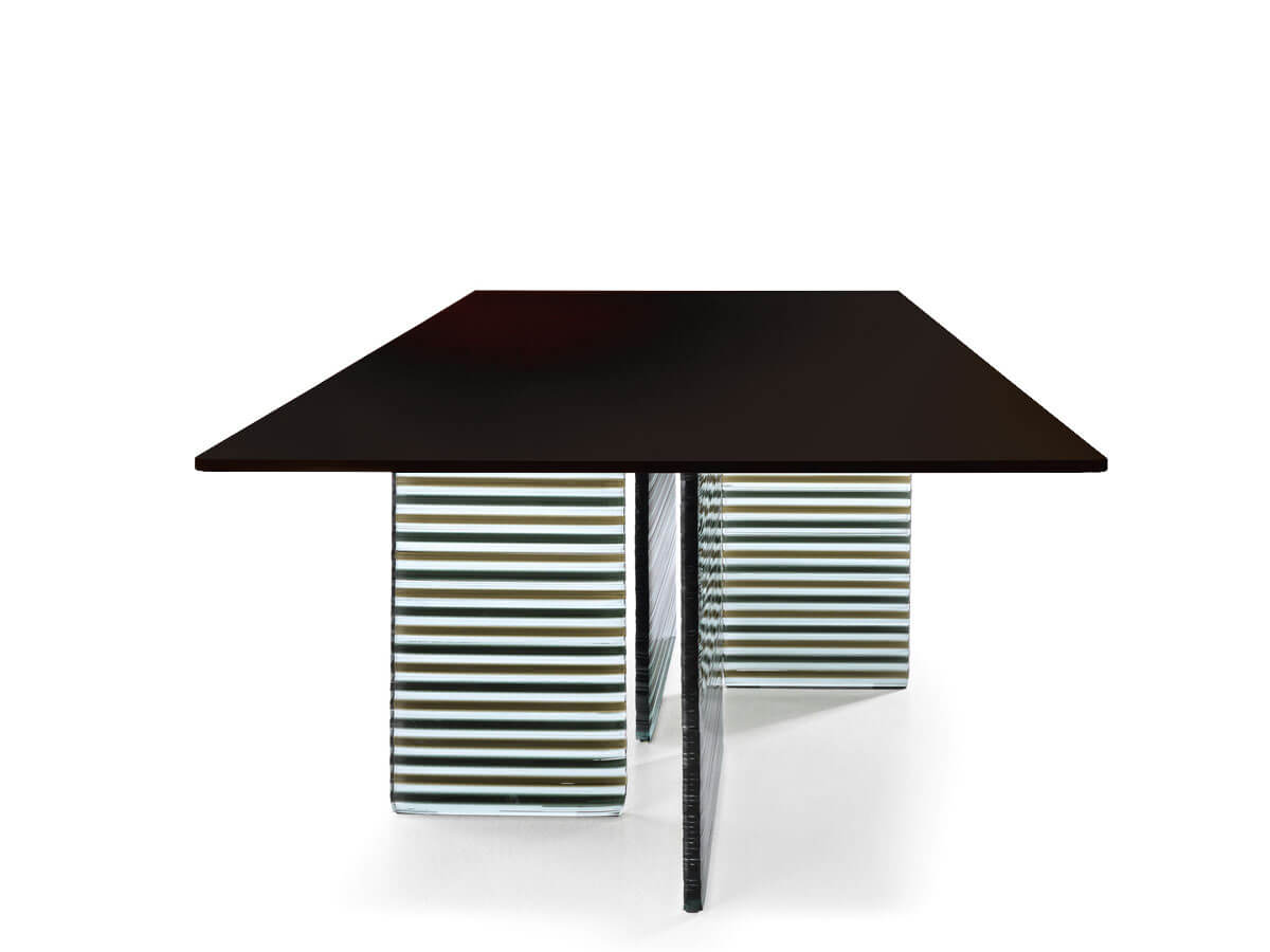 FIAM Big Wave Table Black Slate Colored Dv Glass