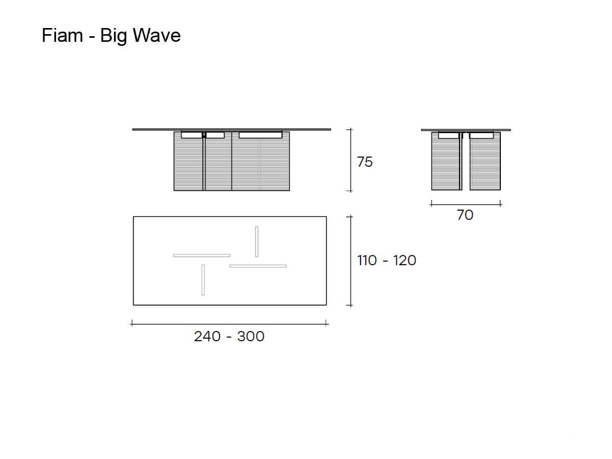 FIAM Big Wave Table Black Slate Colored Dv Glass