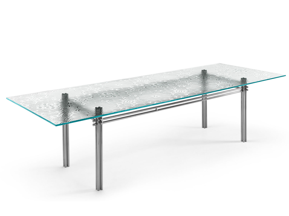 FIAM Cristaline Table L 240 Cm Fused Glass Extralight Black Glossy Nickel
