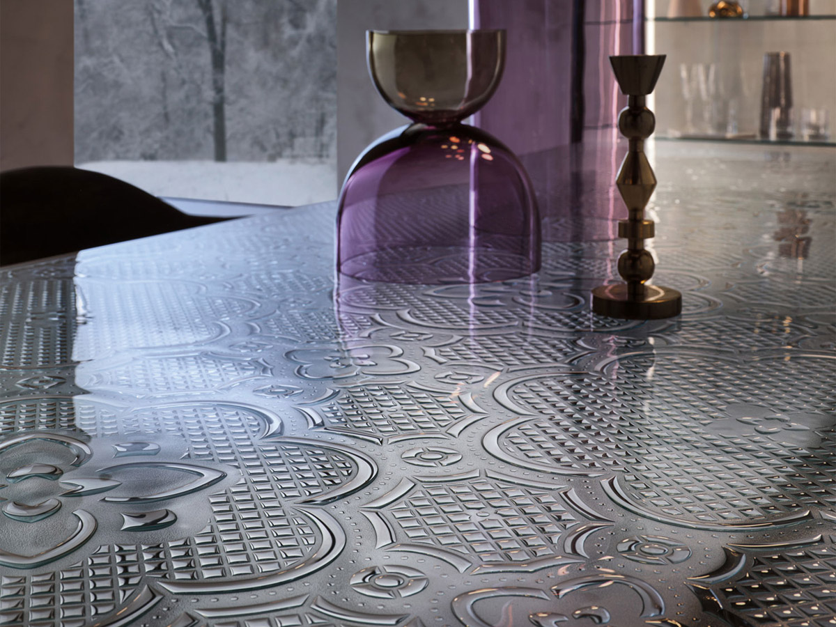 FIAM Cristaline Table L 240 Cm Fused Glass Extralight Black Glossy Nickel