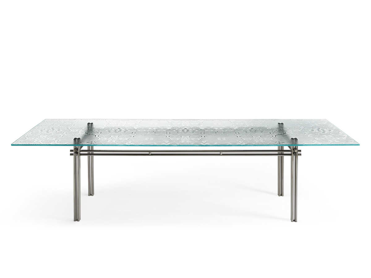 FIAM Cristaline Table L 240 Cm Fused Glass Extralight Black Glossy Nickel