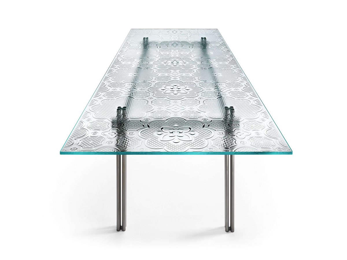 FIAM Cristaline Table L 240 Cm Fused Glass Extralight Black Glossy Nickel