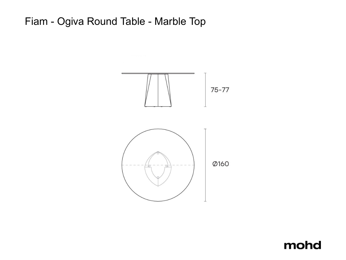 FIAM Ogiva Round Table Marble Top