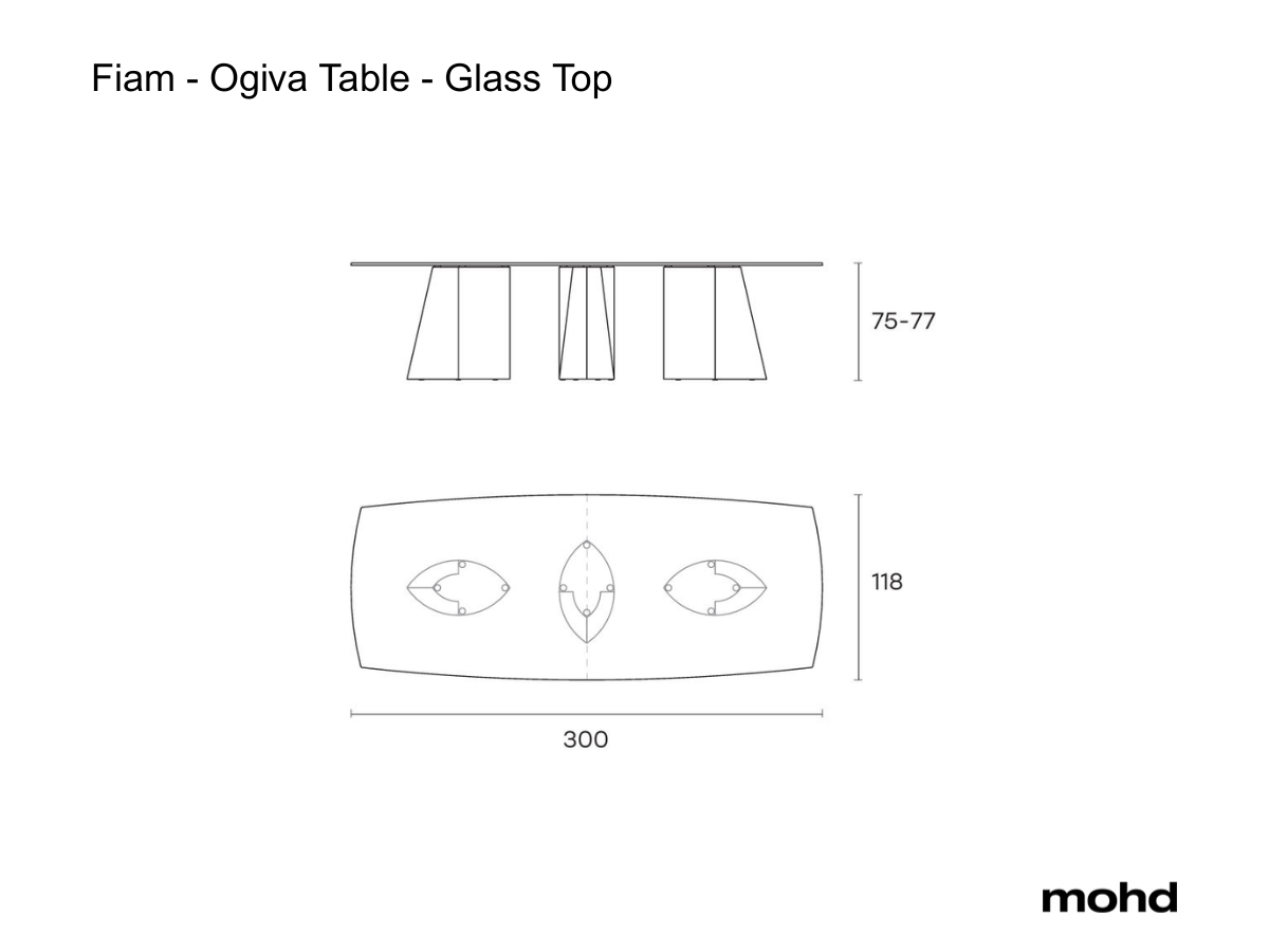 FIAM Ogiva Table Glass Top