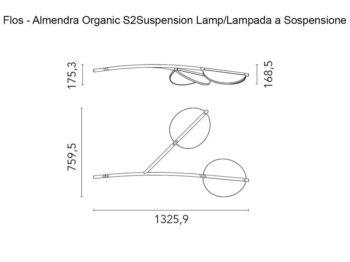 Flos Almendra Organic S2 Y Short Suspension Lamp