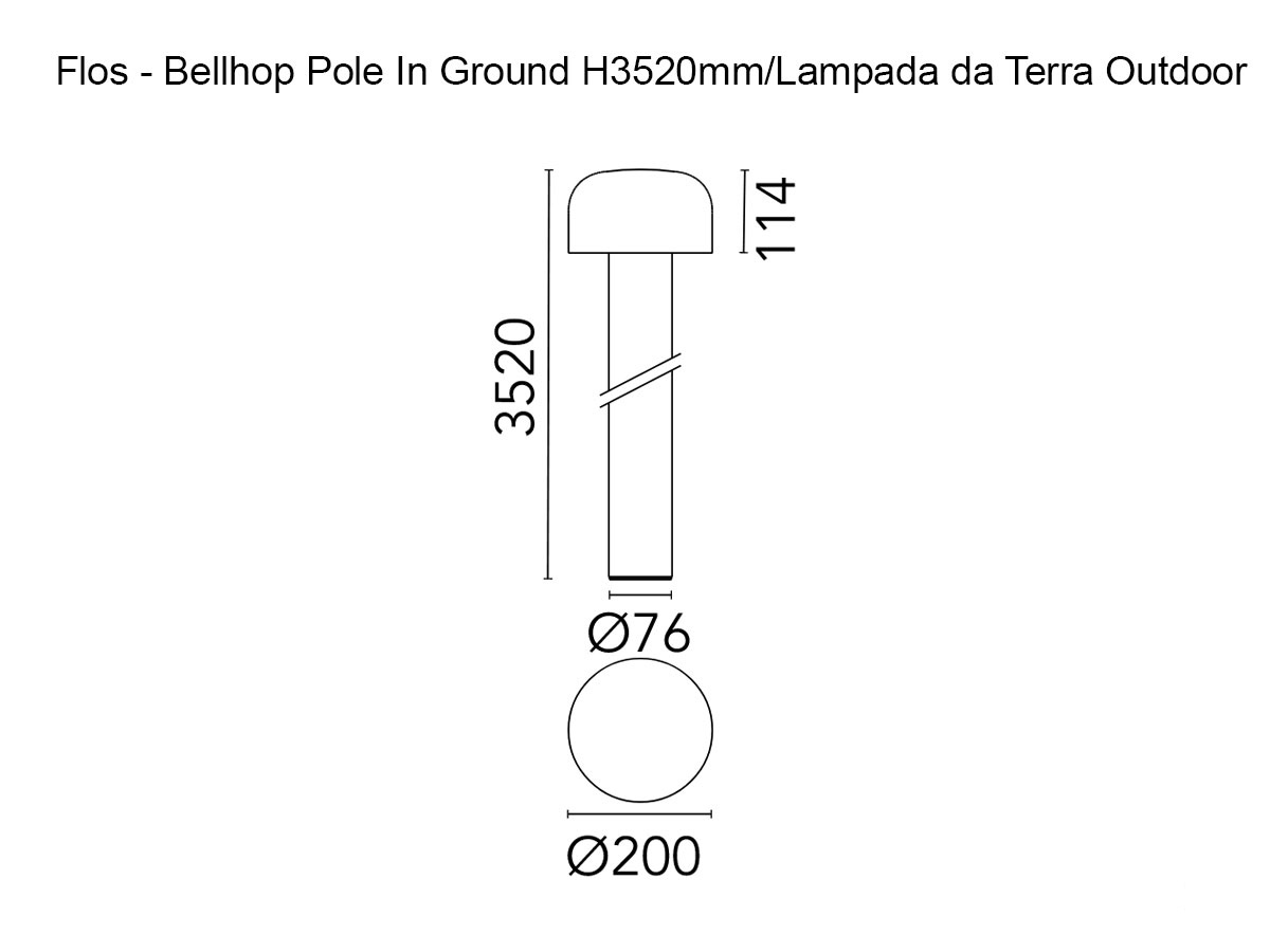 Flos Bellhop Pole In Ground H3520 Non Dimmable Floor Lamp Outdoor