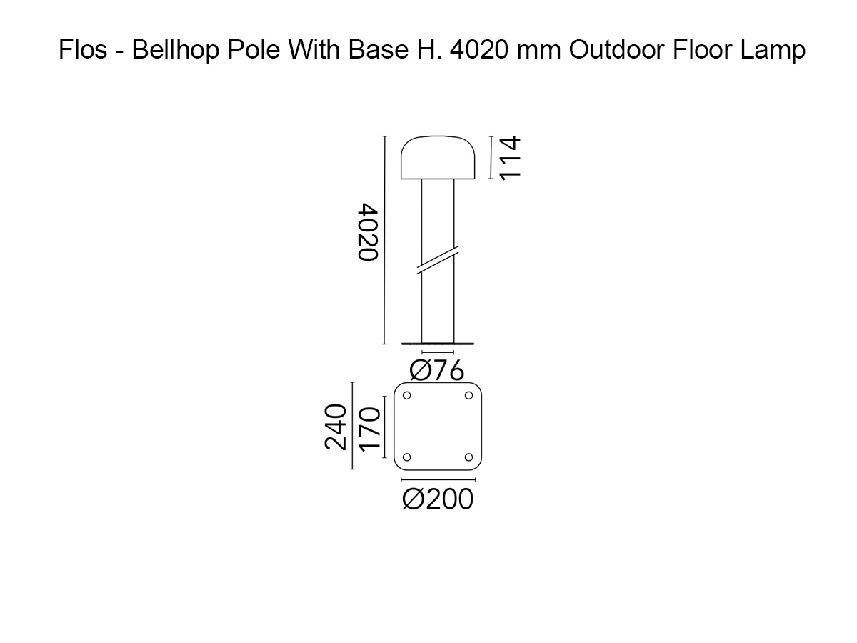 Flos Bellhop Pole With Base H 4020 Dali Outdoor Floor Lamp