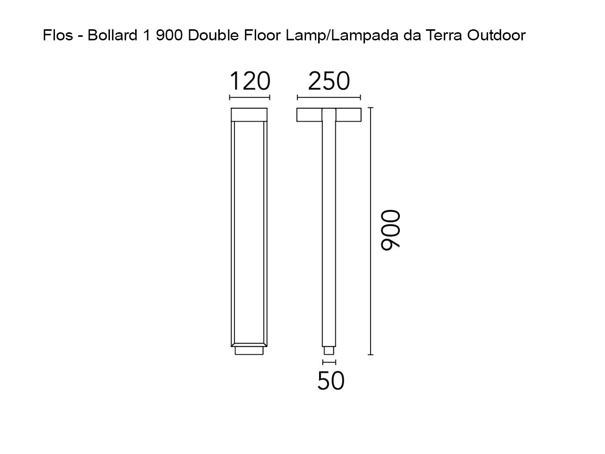Flos Mile Bollard 1900 Double Floor Lamp Outdoor