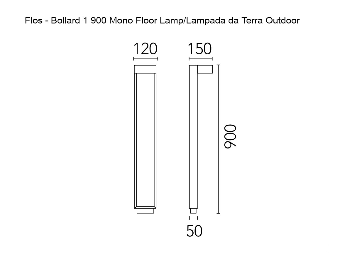 Flos Mile Bollard 1900 Mono Floor Lamp Outdoor