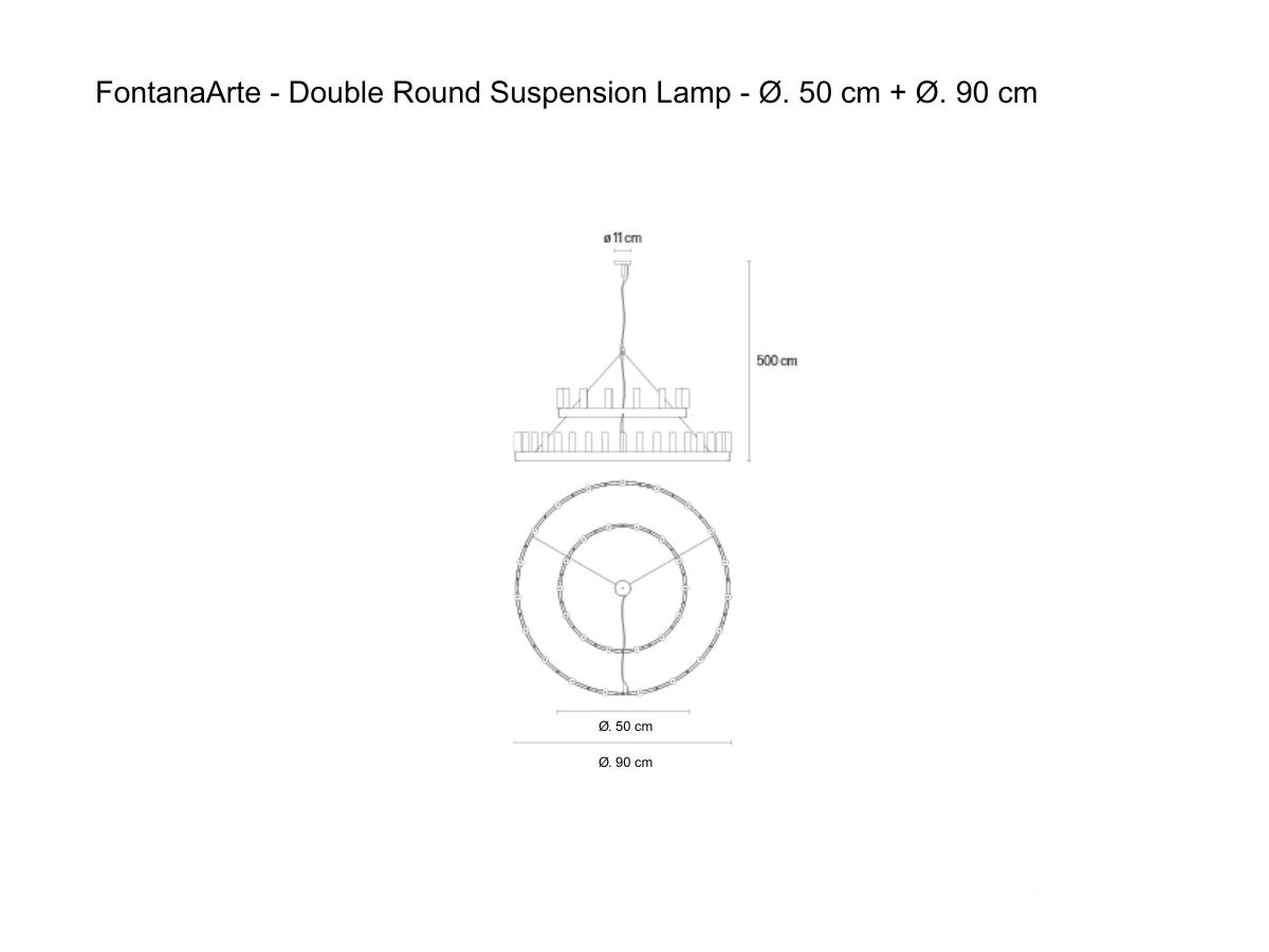 FontanaArte Double Round Suspension Lamp O 50 Cm O 90 Cm