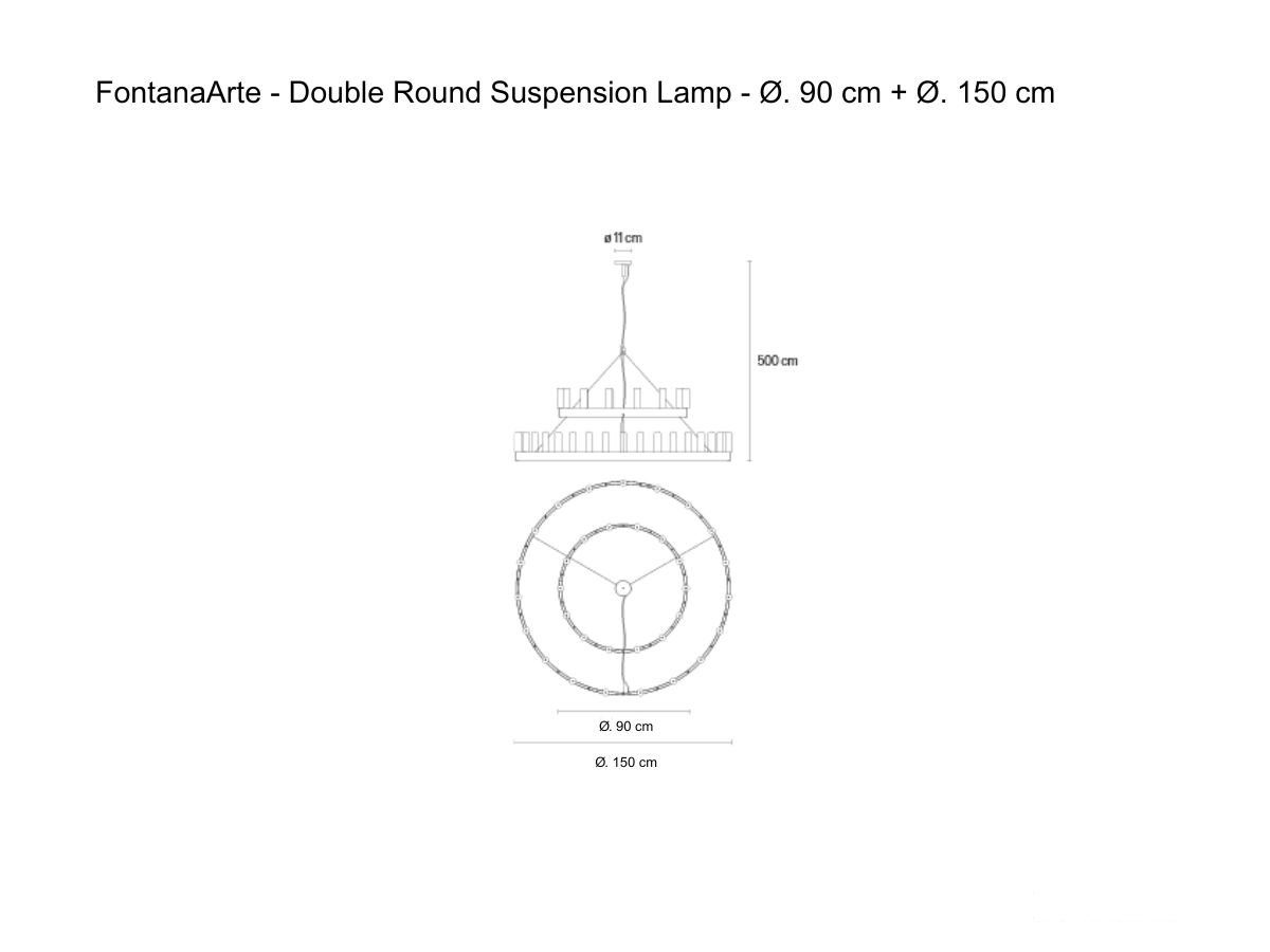 FontanaArte Double Round Suspension Lamp O 90 Cm O 150 Cm