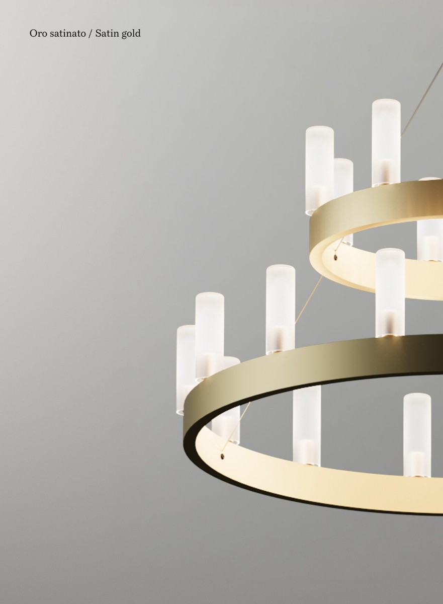 FontanaArte Double Round Suspension Lamp O 90 Cm O 150 Cm