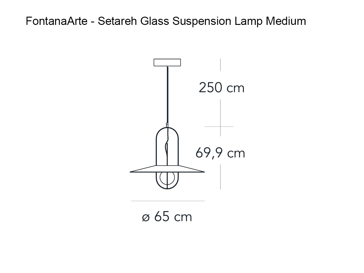 FontanaArte Setareh Glass Suspension Lamp Medium Gold Black