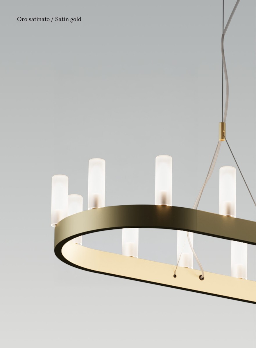 FontanaArte Single Oval Suspension Lamp L 300 P 90 Cm