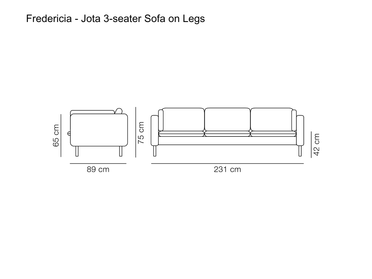 Fredericia Jota 3 Seater Sofa On Legs