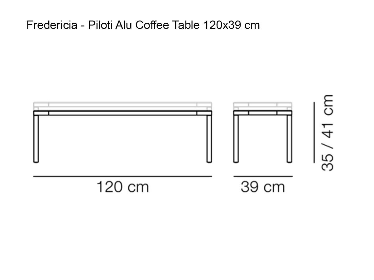 Fredericia Piloti Alu Coffee Table 120x39 Cm