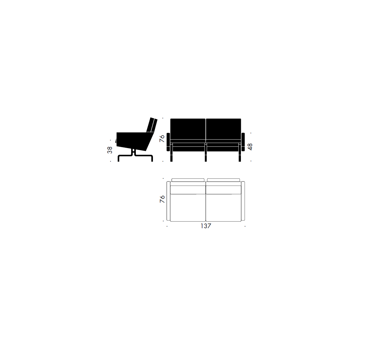 Fritz Hansen Pk312 2 Seater Sofa