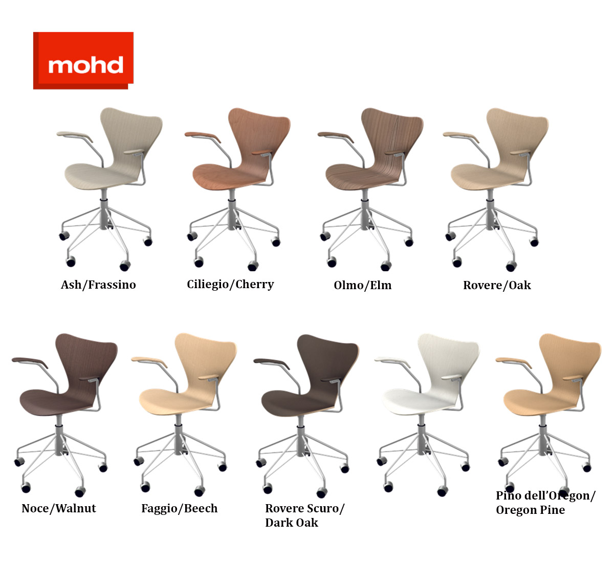 Fritz Hansen Series 7 Swivel Chair With Armrests