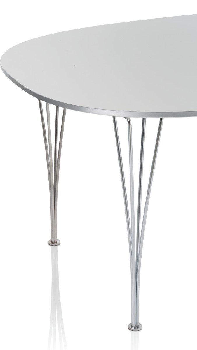 Fritz Hansen Superellipse Dining Table Laminate White Chrome