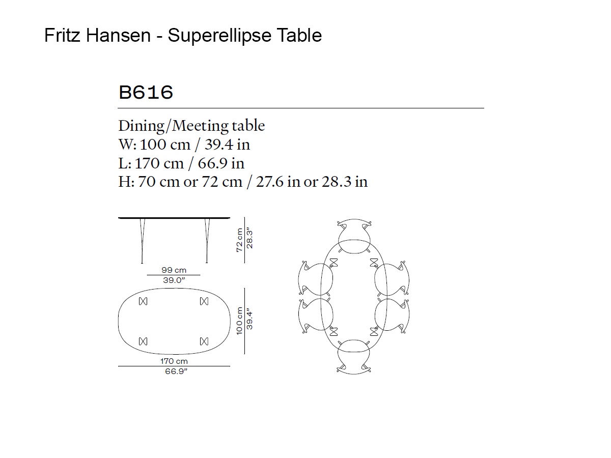 Fritz Hansen Superellipse Dining Table Laminate White Chrome