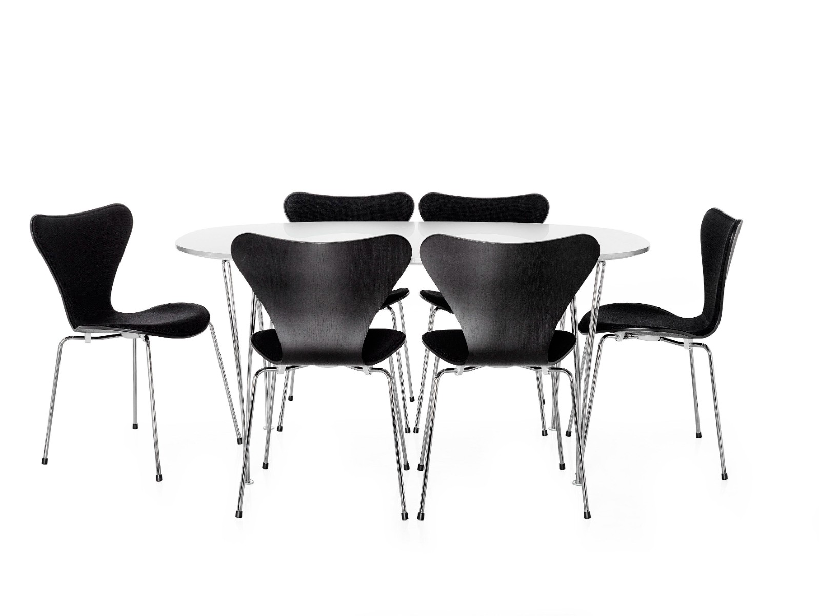 Fritz Hansen Superellipse Dining Table Laminate White Chrome