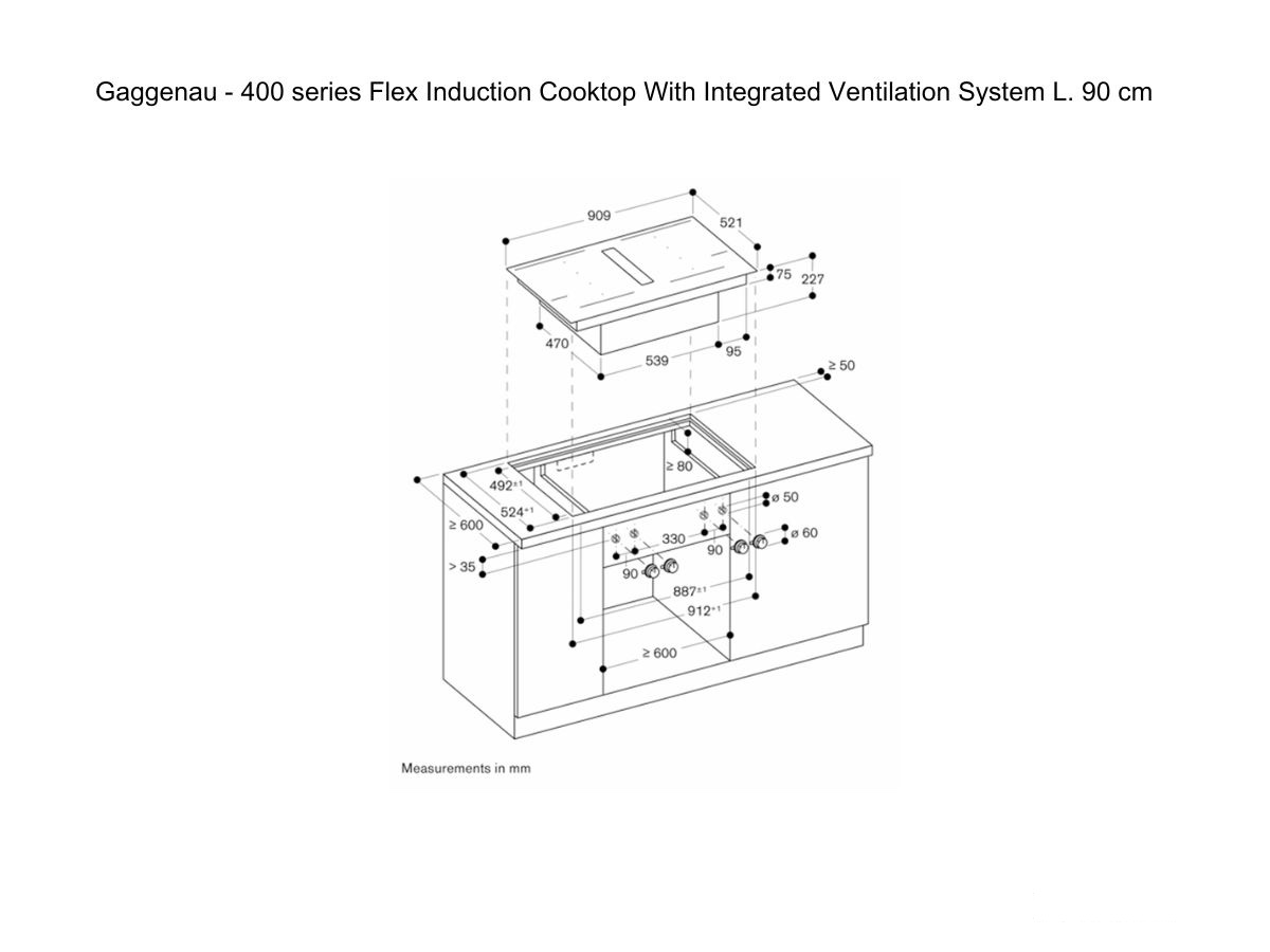 Gaggenau 400 Series Flex Induction Cooktop With Integrated Ventilation System L 90 Cm