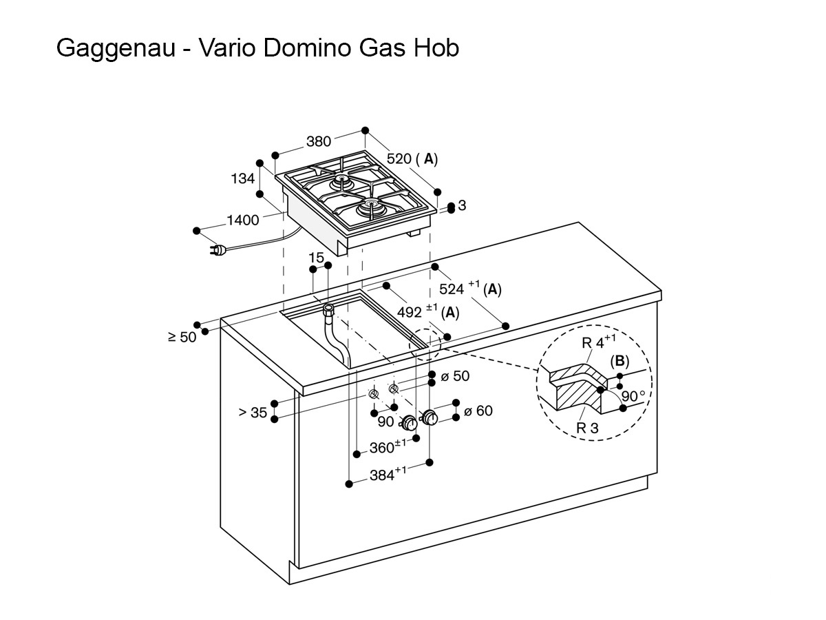 Gaggenau Series 400 Vario Domino Gas Hob Methane 20 Mb