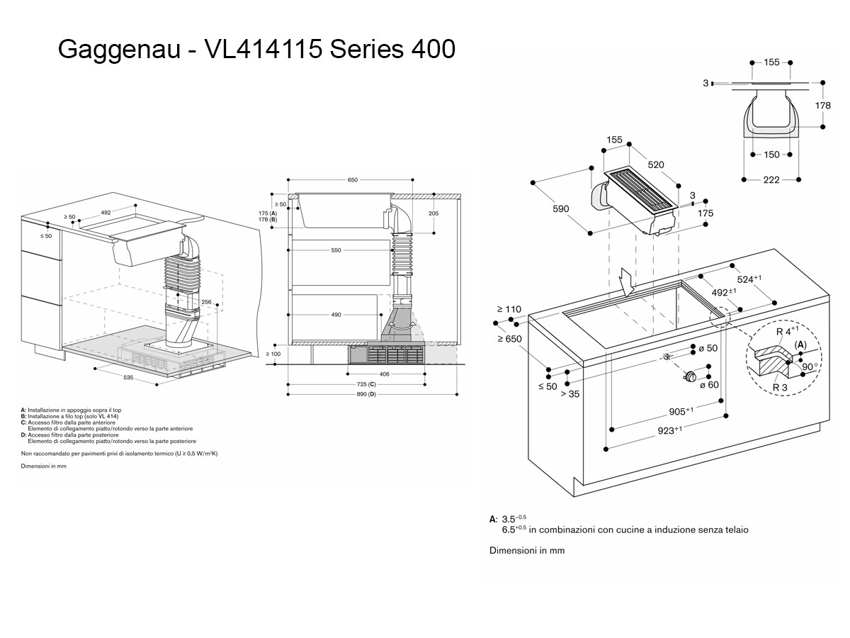Gaggenau Vario Built In Hood Telescopic Downdraft Ventilation