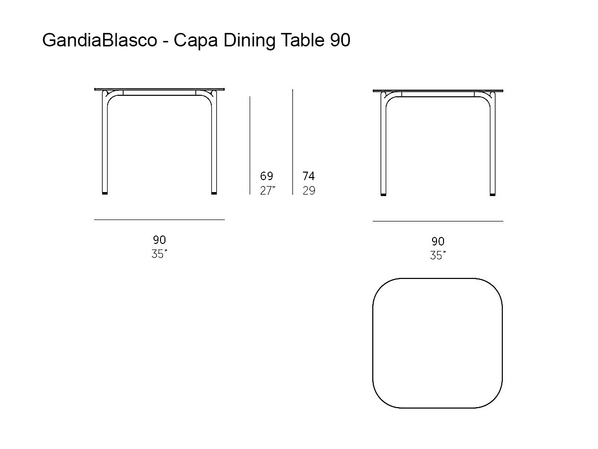 GandiaBlasco Capa Dining Table L 90 Cm