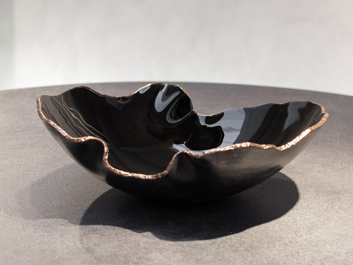 Gardeco Mapa Glass Bowl Black Top Bronze