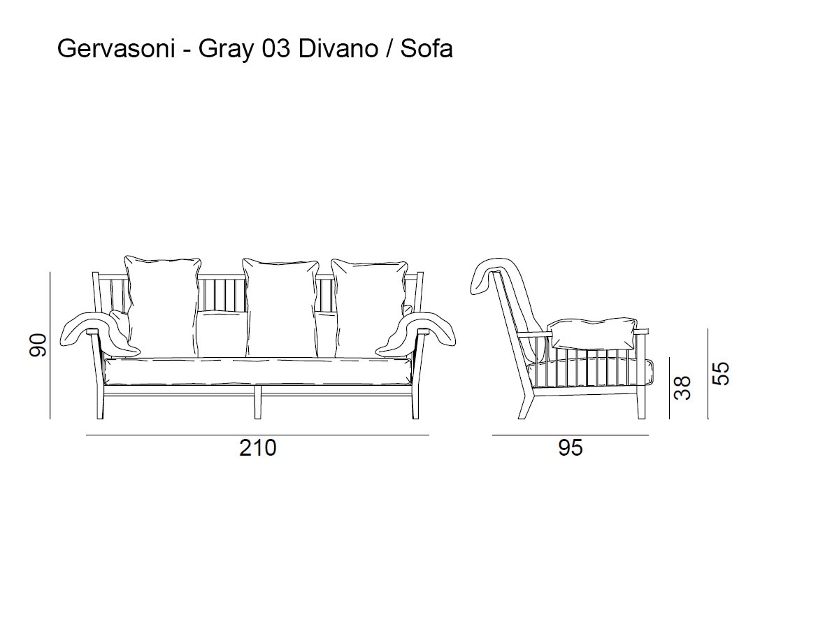 Gervasoni Gray 03 Three Seater Sofa