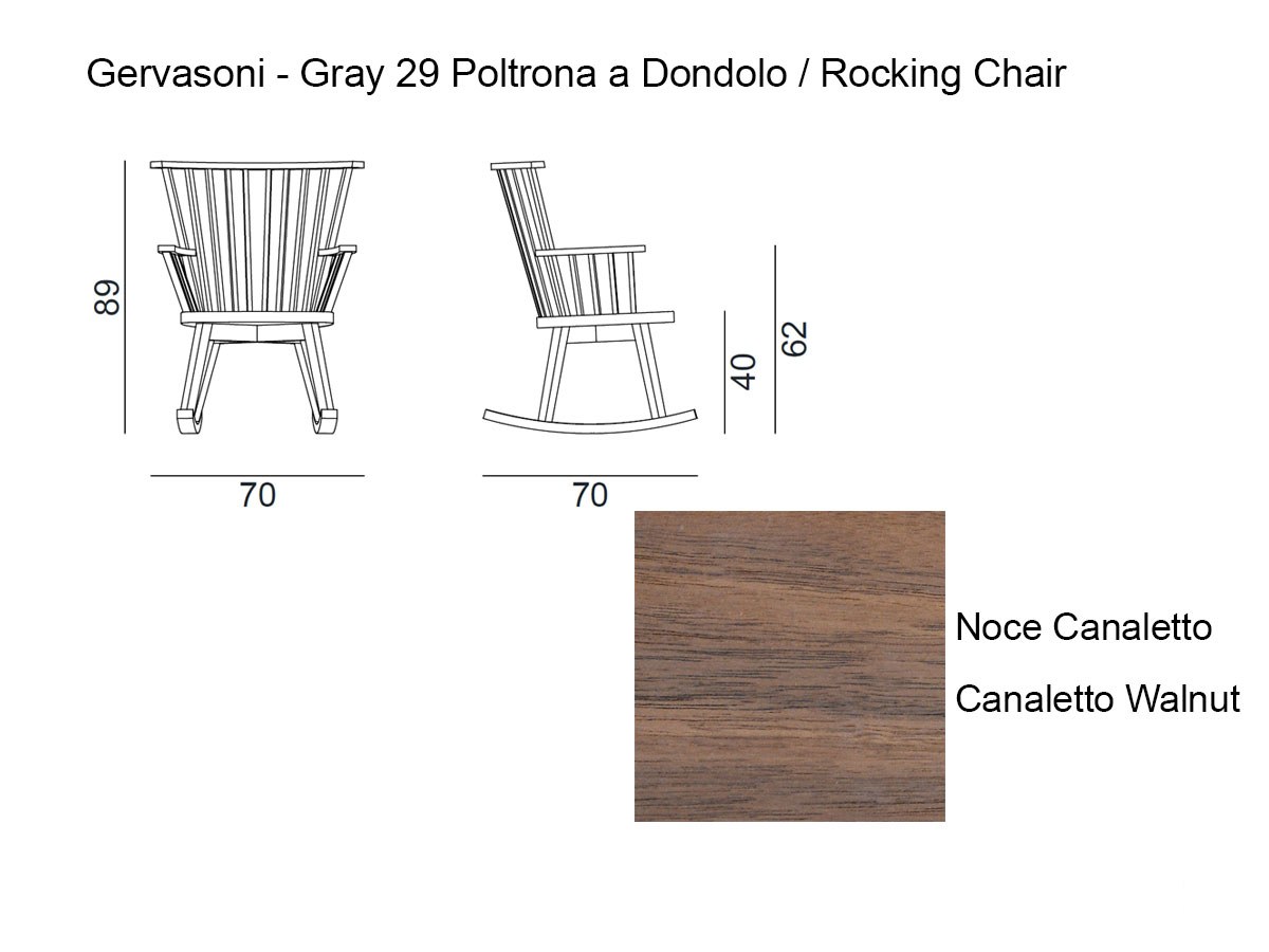 Gervasoni Gray 29 Rocking Chair Canaletto Walnut