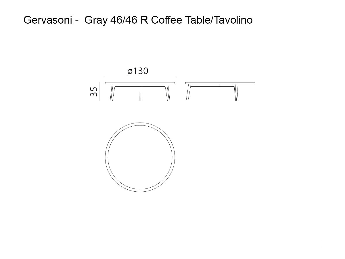 Gervasoni Gray 46 46 R Coffee Table