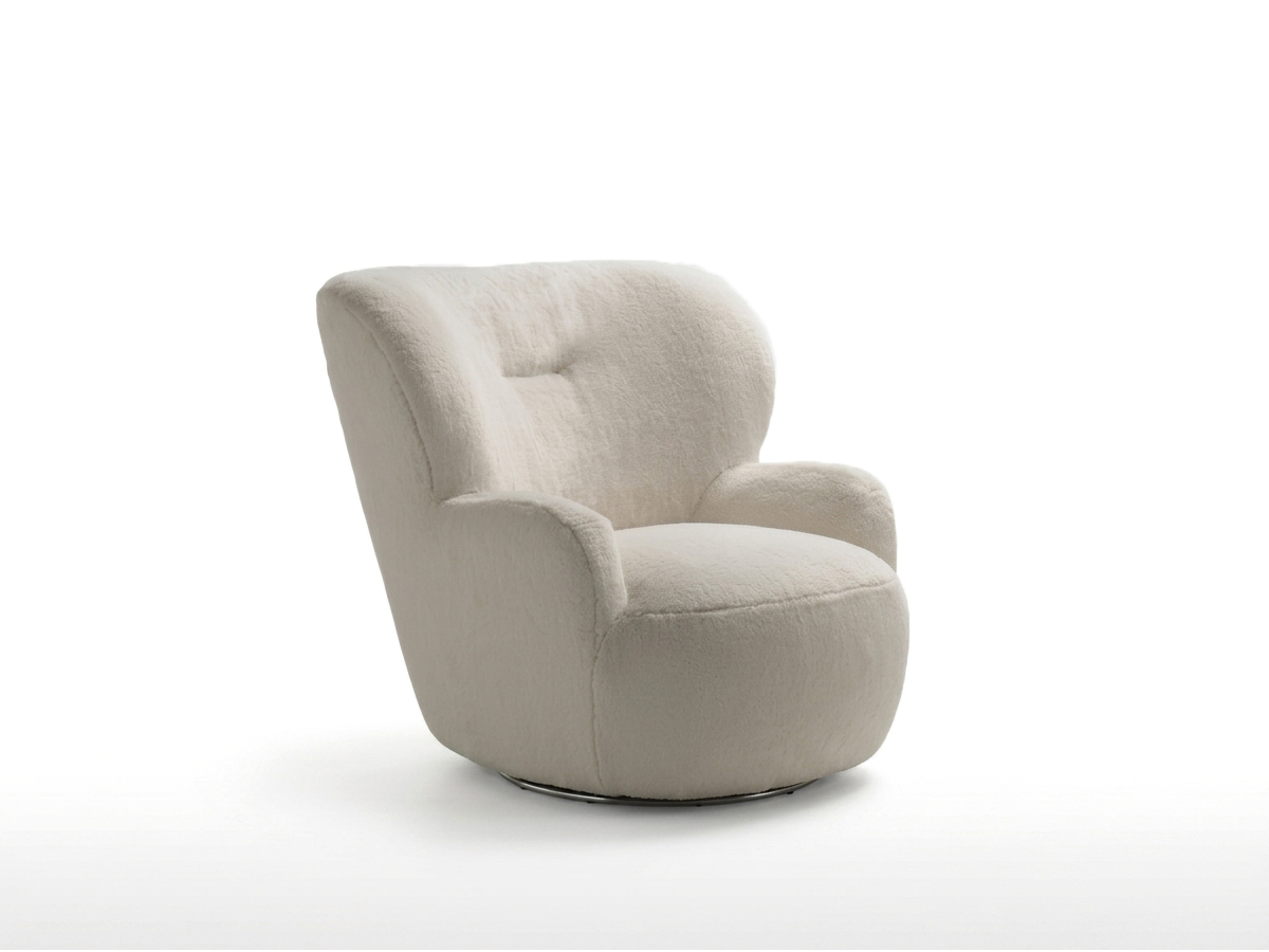 Gervasoni Loll 09 Swivel Armchair Fleece Fard