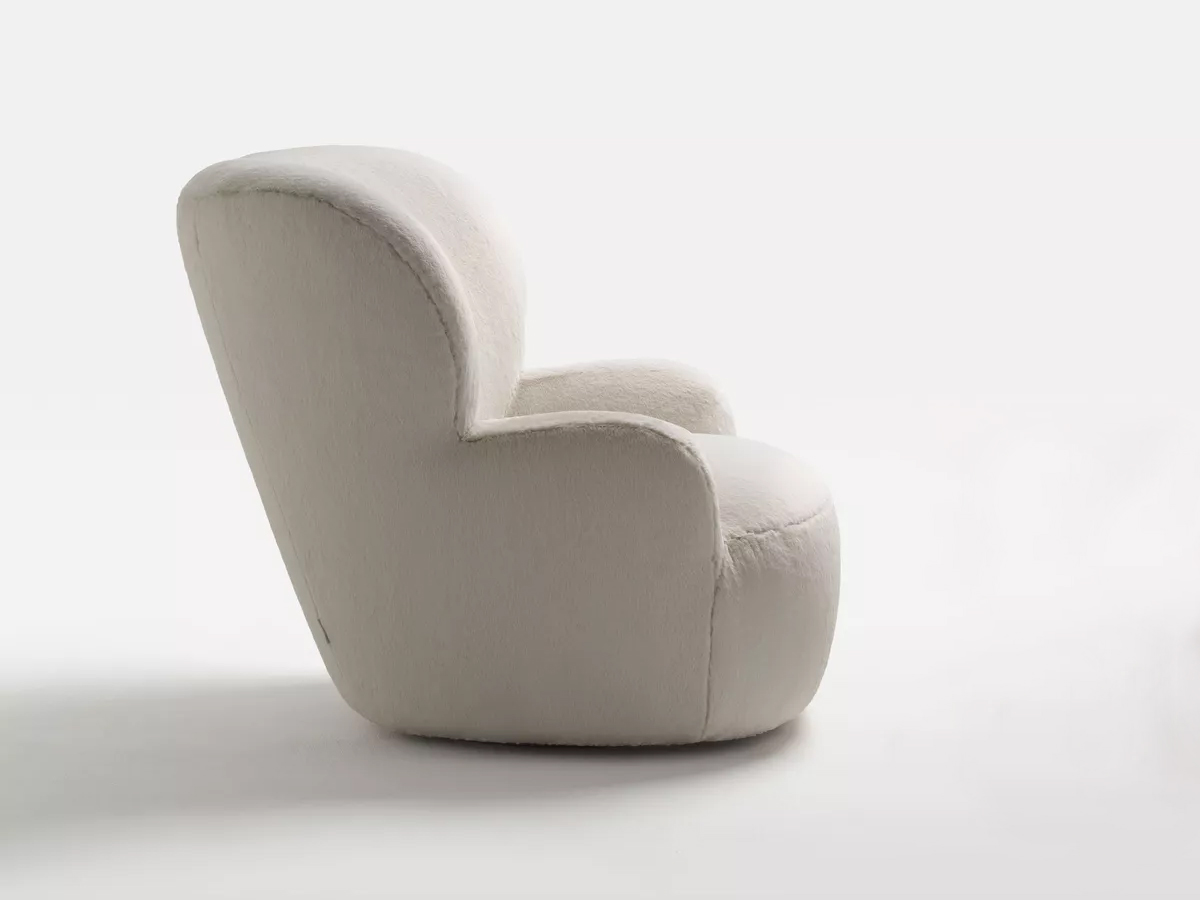 Gervasoni Loll 09 Swivel Armchair Fleece Fard