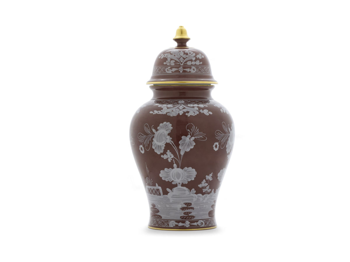Ваза Ginori 1735 Oriente Italiano Castagna Potiche, H 38 см