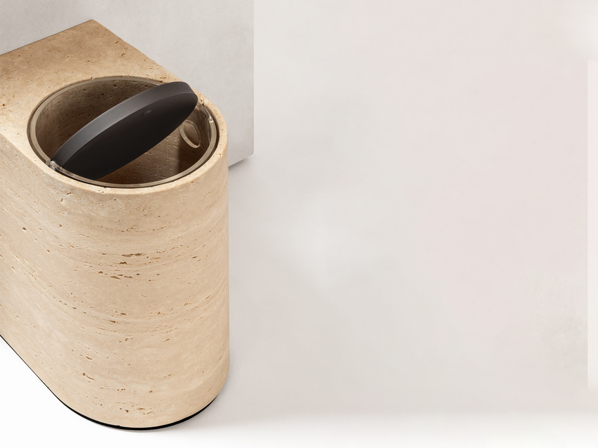 Giobagnara Nobble Marble Waste Bin Classic Travertine