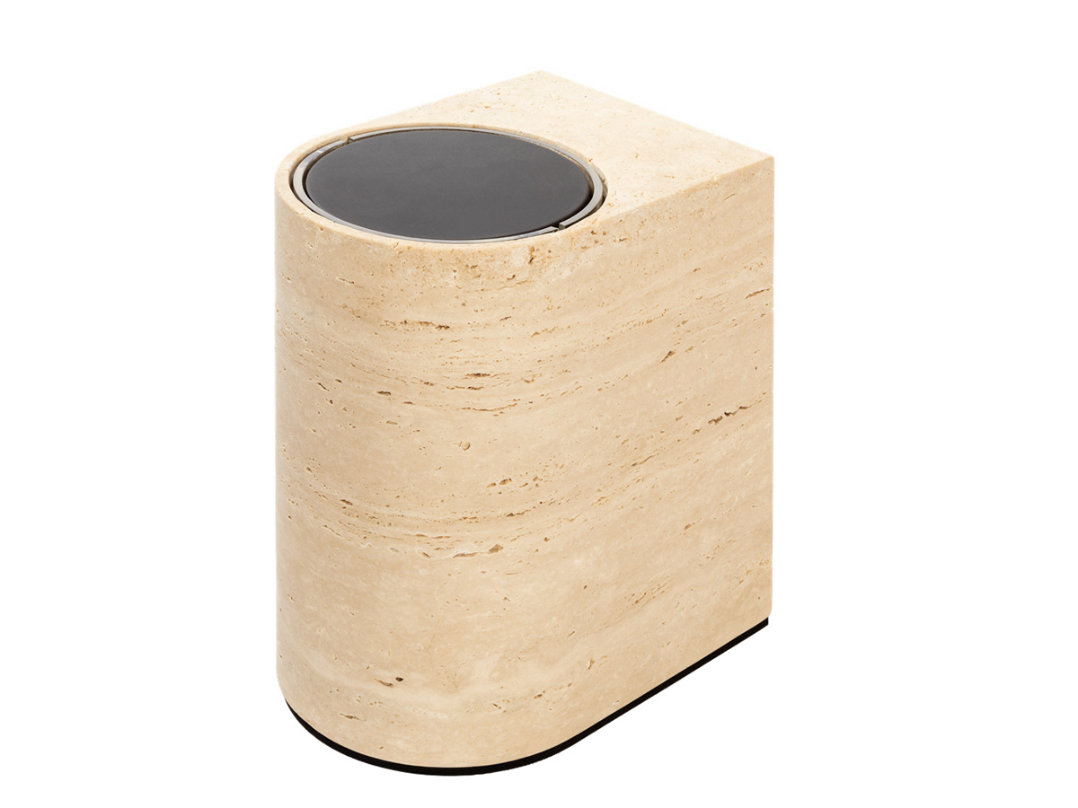 Giobagnara Nobble Marble Waste Bin Classic Travertine