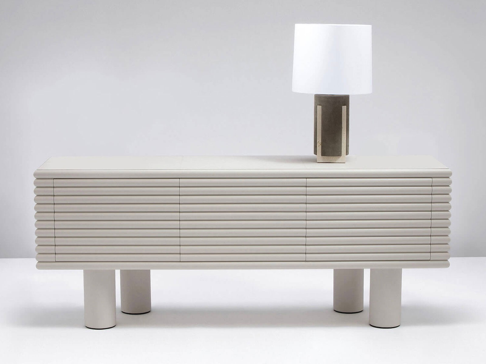 Giobagnara Scala Lacquered And Leather Three Doors Sideboard