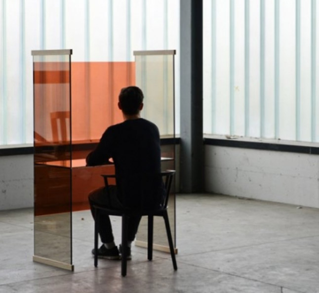 Glas Italia Diapositive Low Desk Orange Grey