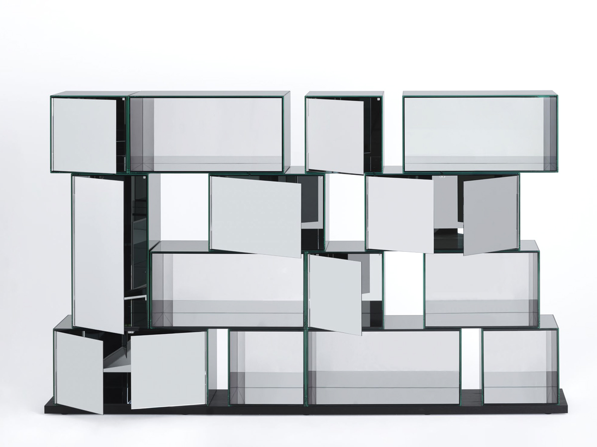 Glas Italia Quantum Modular Bookshelf Crystal Mirror