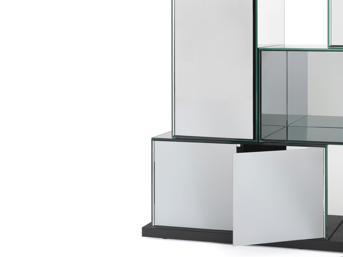 Glas Italia Quantum Modular Bookshelf Crystal Mirror