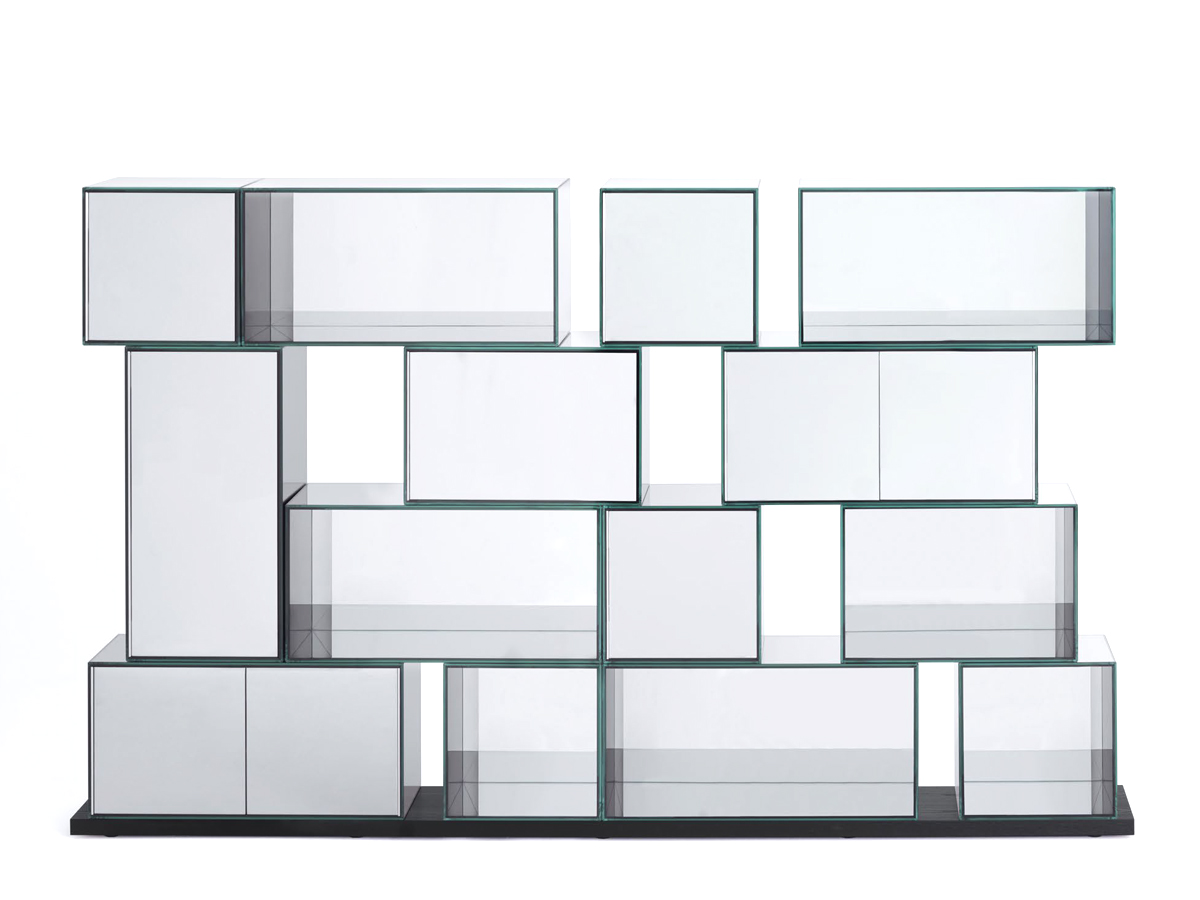 Glas Italia Quantum Modular Bookshelf Crystal Mirror