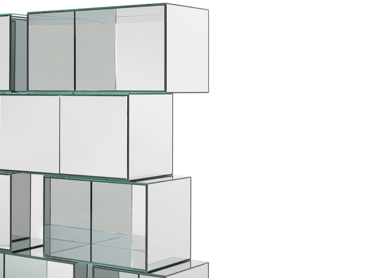 Glas Italia Quantum Modular Bookshelf Crystal Mirror