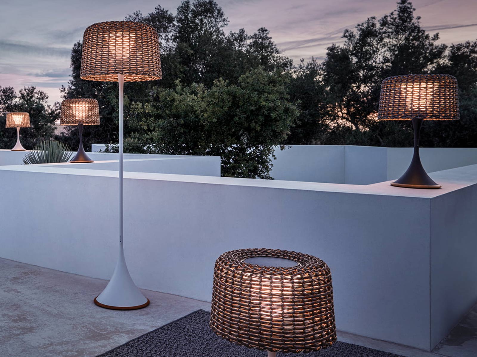 Gloster Ambient Mesh Small Lantern Outdoor Floor Lamp